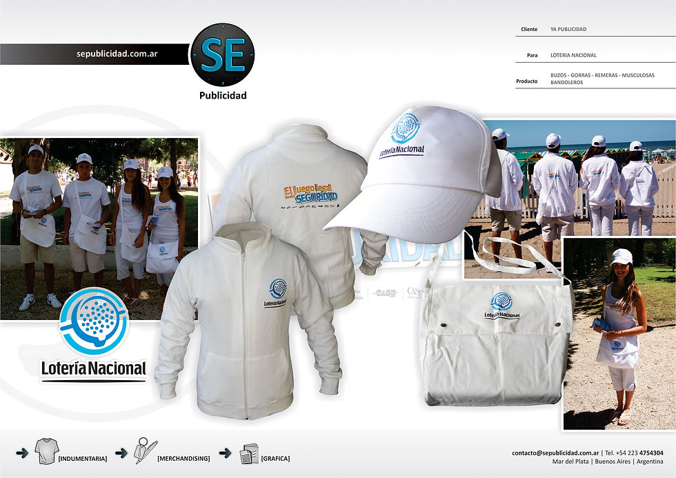 Buzos, Gorras, Remeras, Bolsos