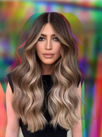 Femme montrant son balayage blond cendré perlé réalisé dans un salon de coiffure réputé à Paris Montparnasse Paris 14 