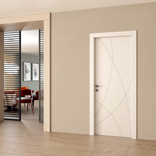 I-PEA Porte Design ambiente classico con porta  ES-INC7L_Mod_C a 4 incisioni curve colore 9016 Bianco I-Pea