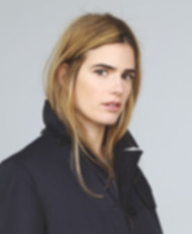 Model in Navy Coat