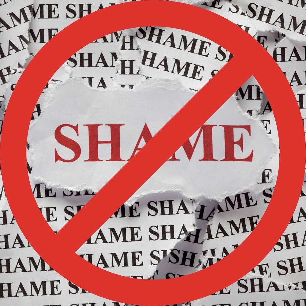 This is a picture of the word "shame" written and crossed out. There's no Shame in being Raw.