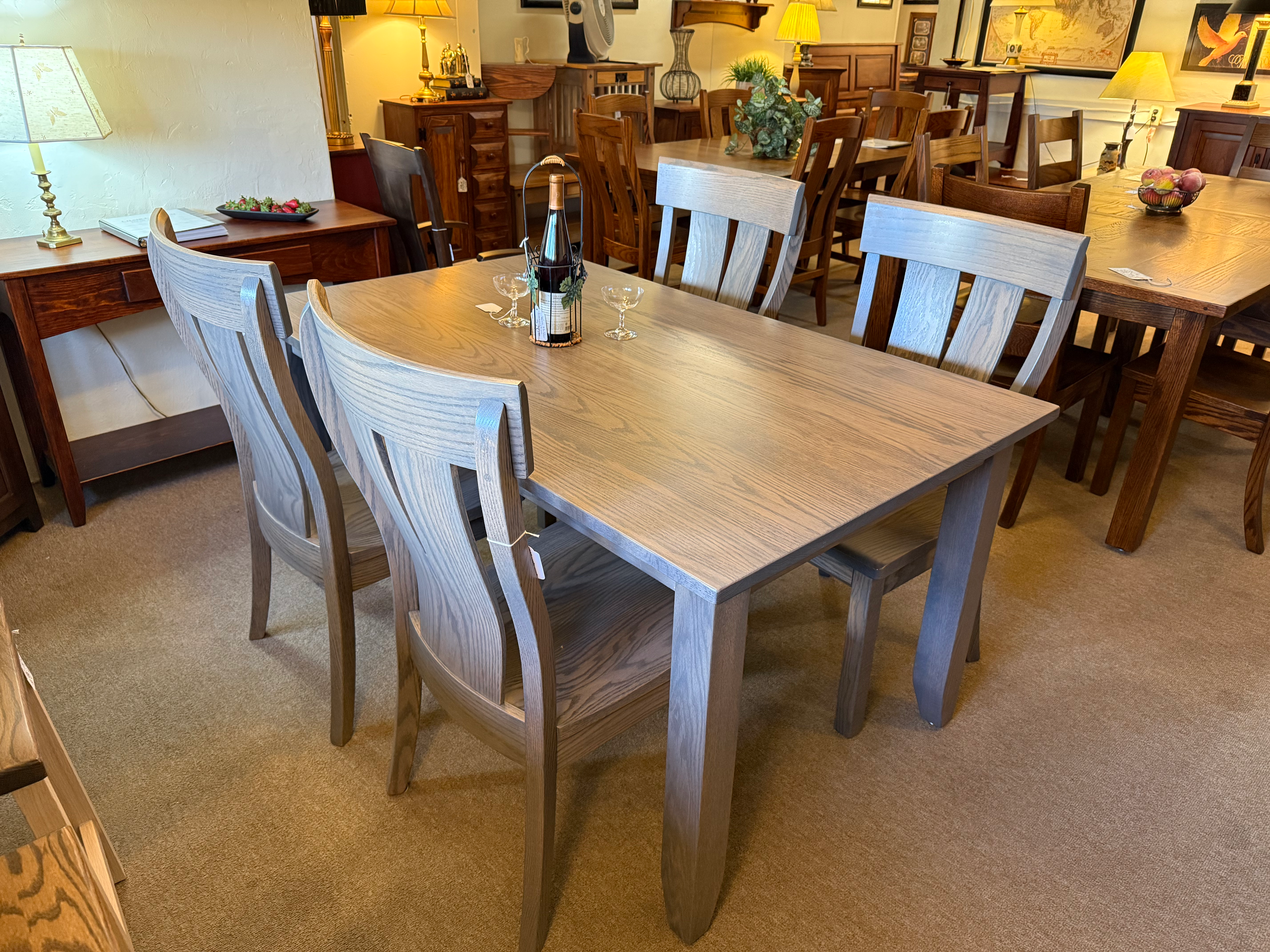 Oak Solid Top Table and Chair Set (Pewter)