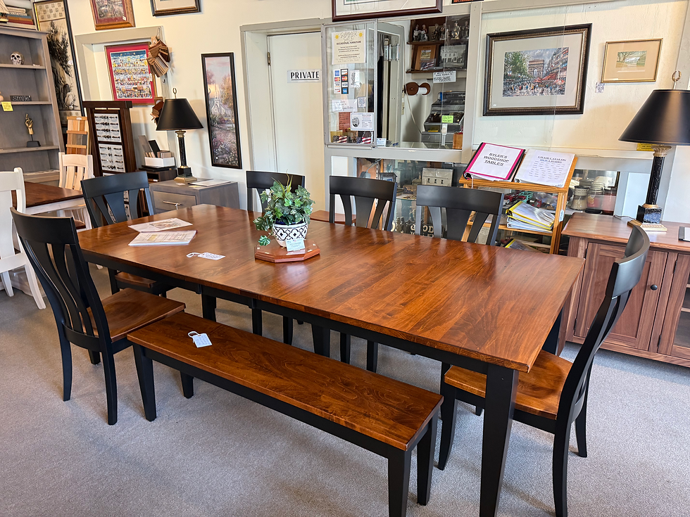 Wormy Maple Extension Table and Chair Set (Michael's and Black)