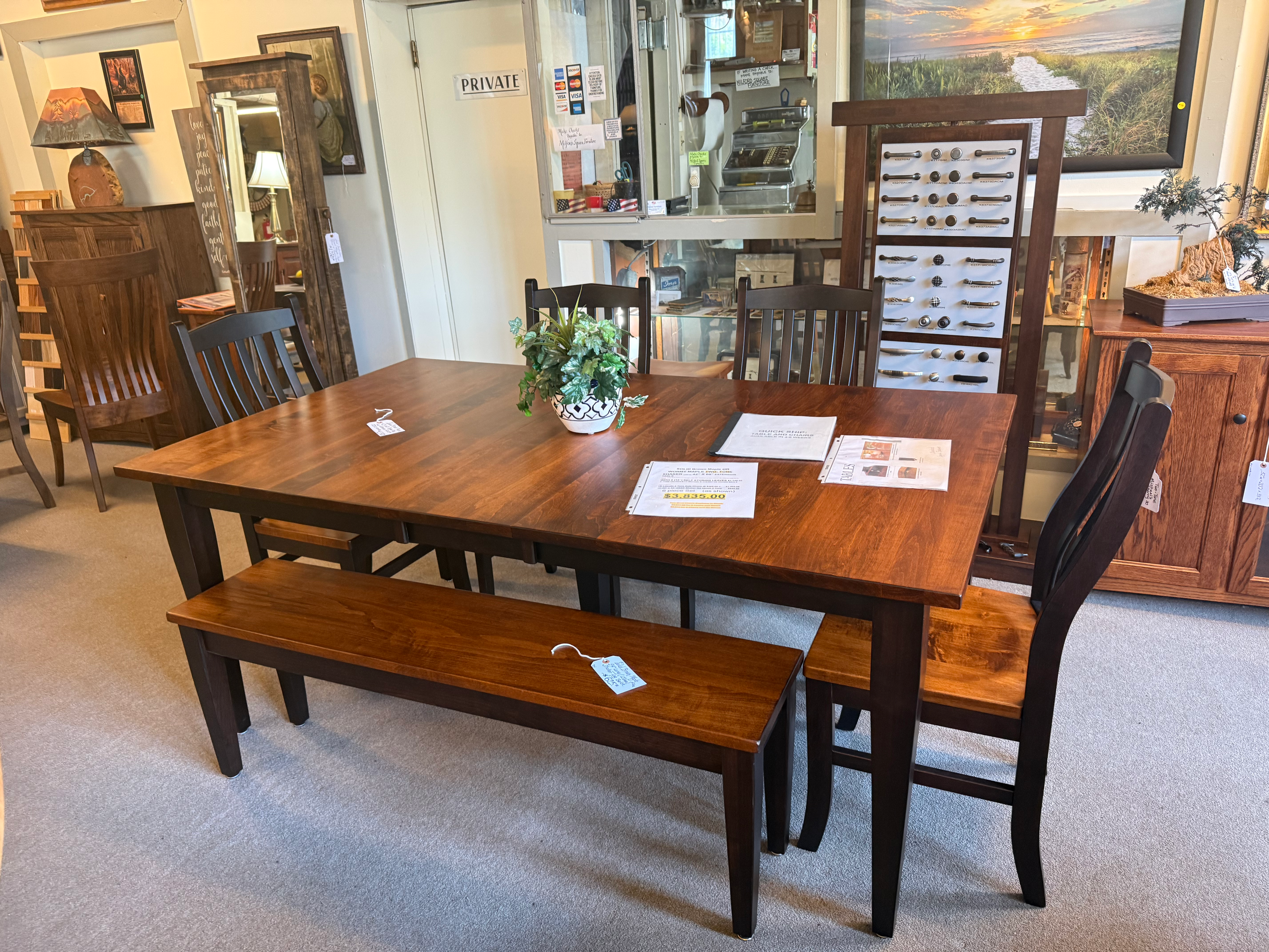 Brown Maple Extension Table and Chair Set (Michael's and Onyx)