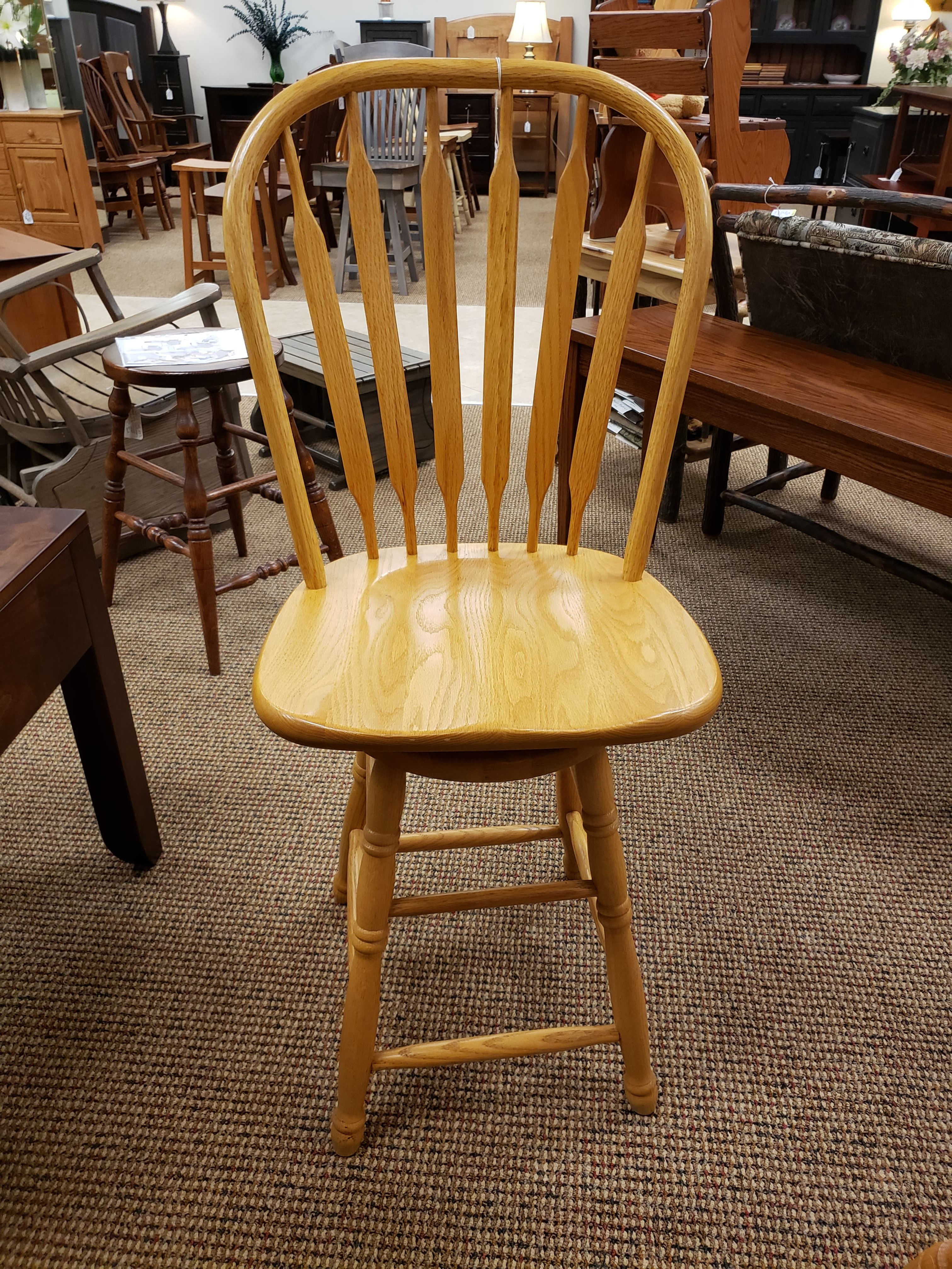 CLOSEOUT Oak Jumbo Paddle Back Swivel Barstool (Golden) DISCONTINUED