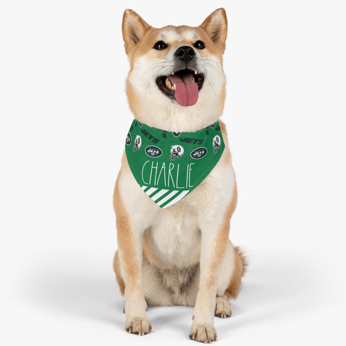 New York Jets Dog Collar Bandana Custom Pet Name Charlie S Dog Den