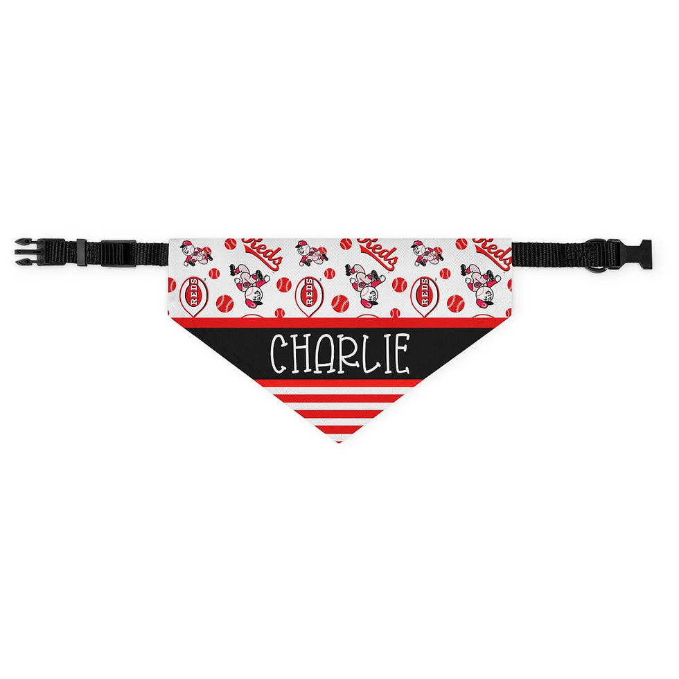 Thumbnail: Cincinnati Reds Dog Collar Bandana - Custom Pet Name
