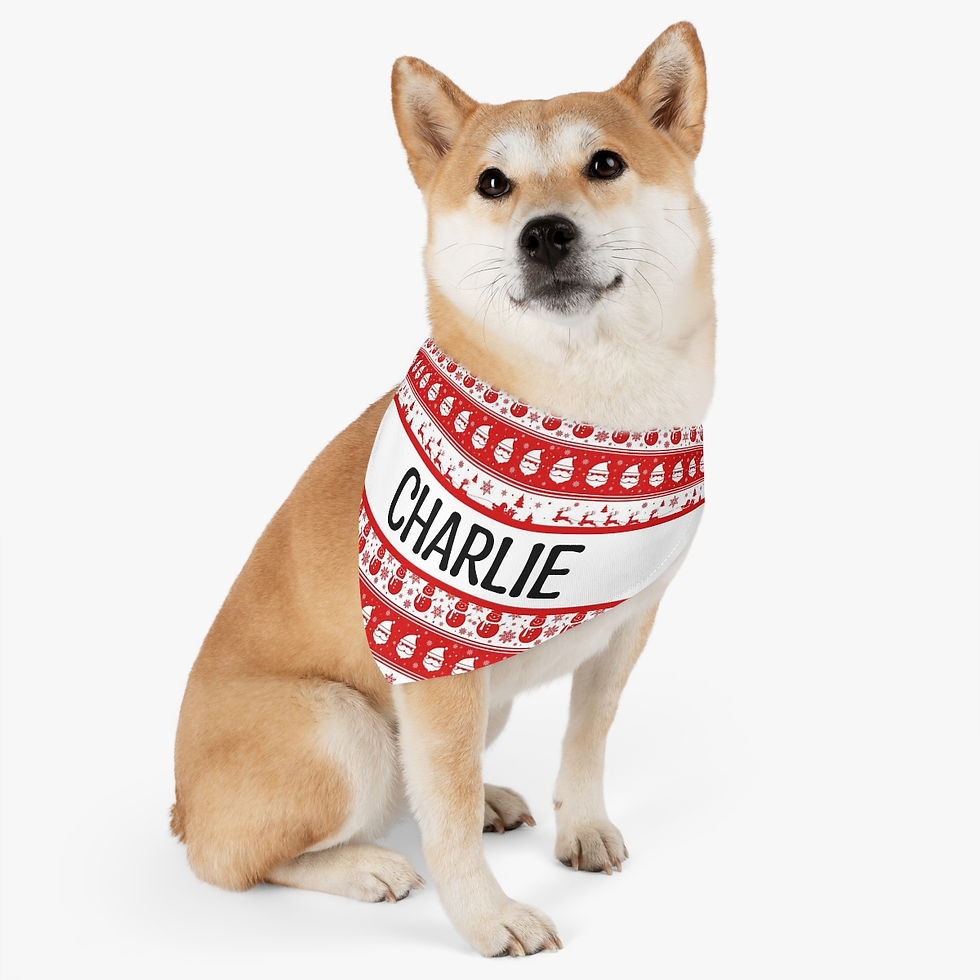Thumbnail: Christmas Striped Print Pet Bandana Collar