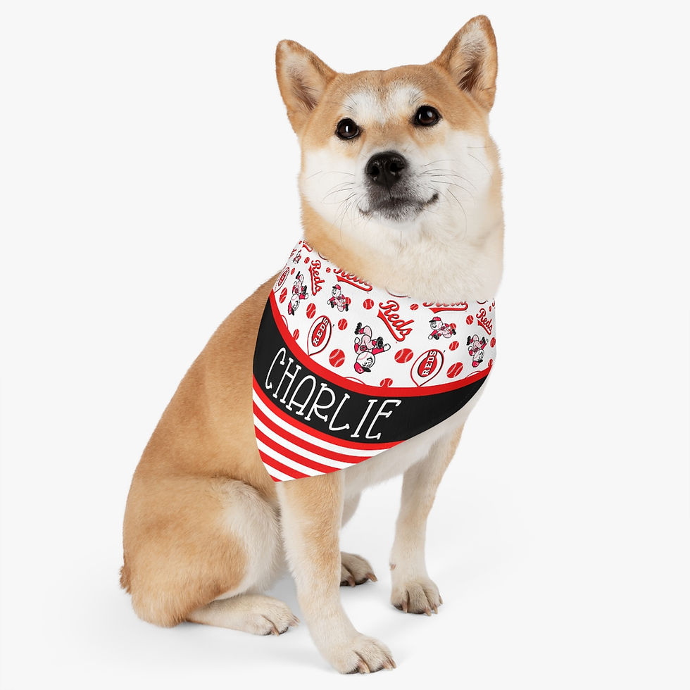 Thumbnail: Cincinnati Reds Dog Collar Bandana - Custom Pet Name