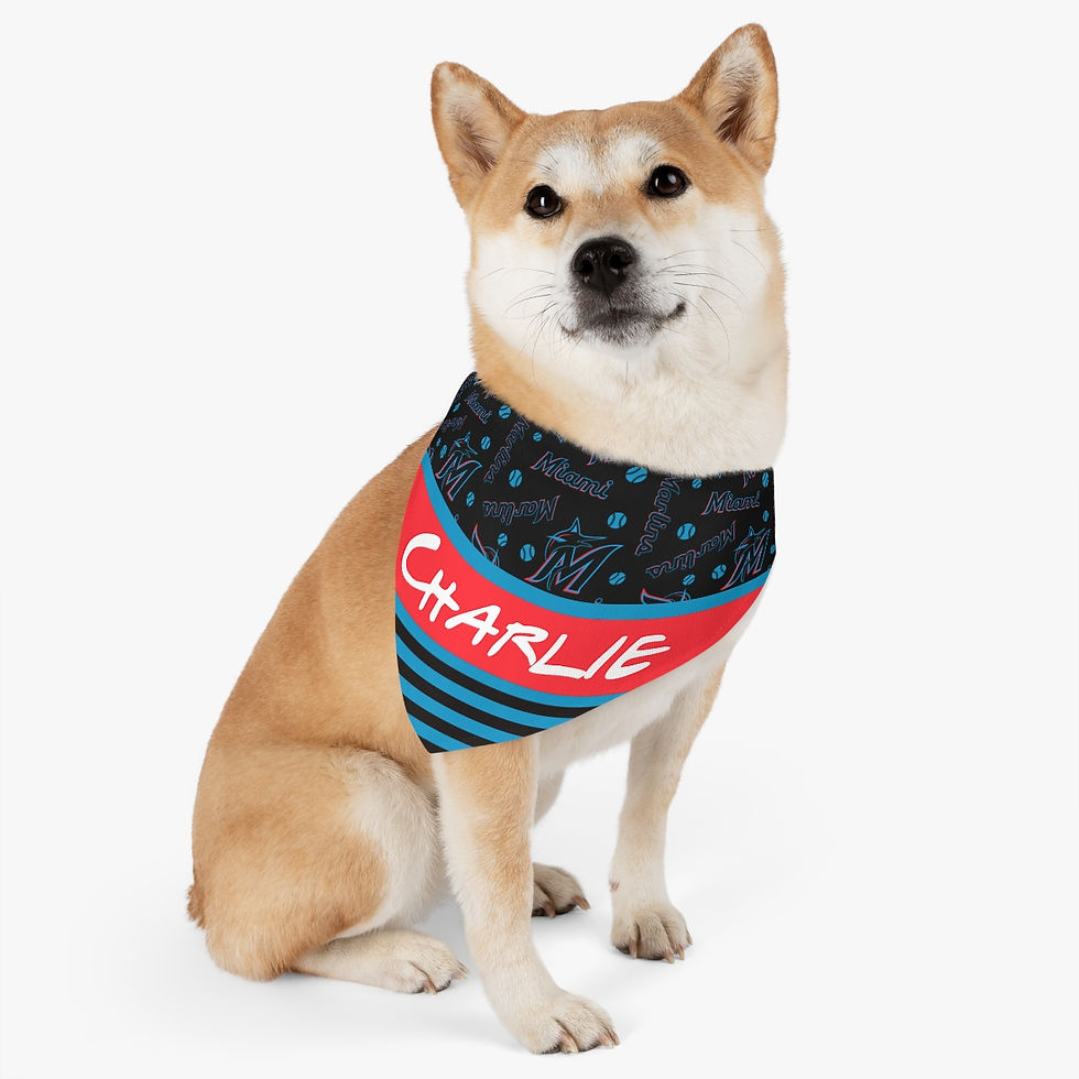 Thumbnail: Miami Marlins Dog Collar Bandana - Custom Pet Name