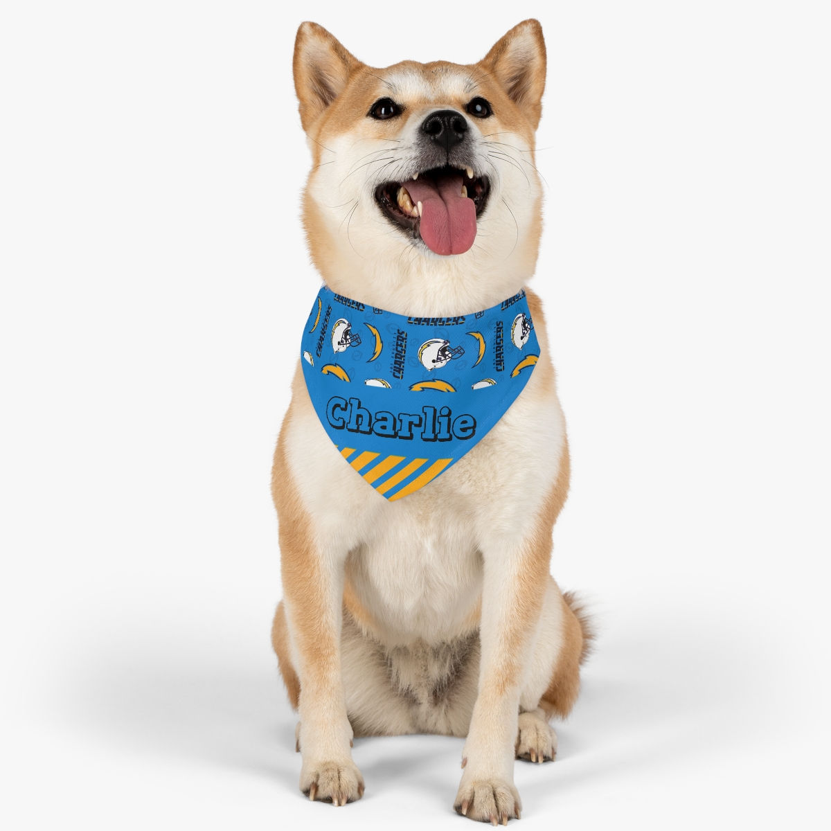 Los Angeles Chargers Dog Collar Bandana - Custom Pet Name