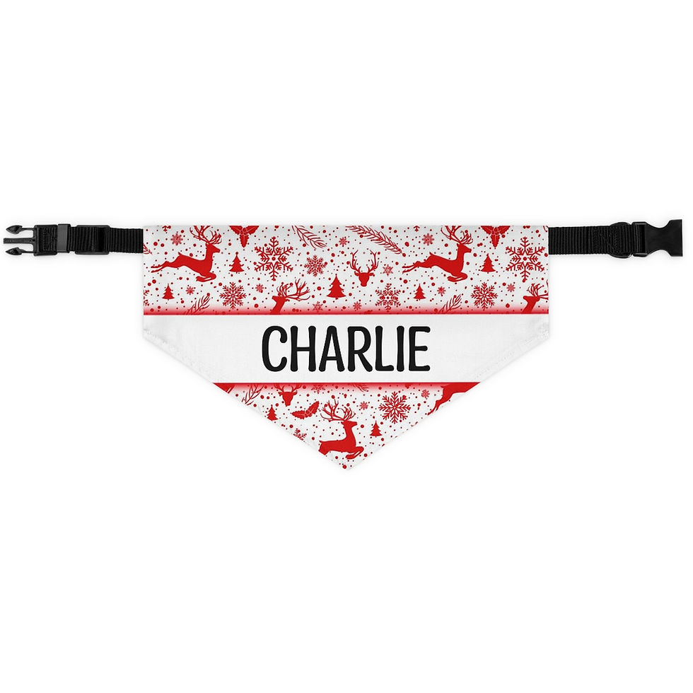 Thumbnail: Red Reindeer Pet Bandana Collar