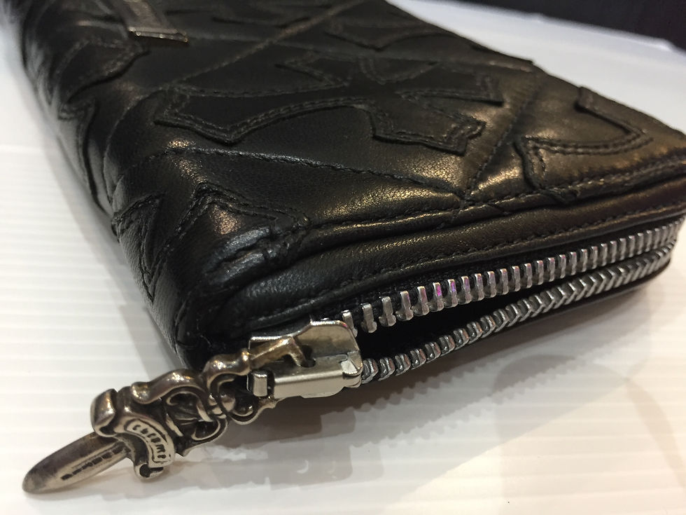 サムネイル： CHROME HEARTS    ROUND F  WALLET     SV925 CROSS   lerther       BLACK     