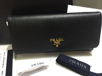 PRADA SAFFIANO METAL LONG WALLET NERO