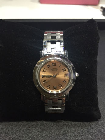 HERMES CLIPER WATCH PinkDaial SS