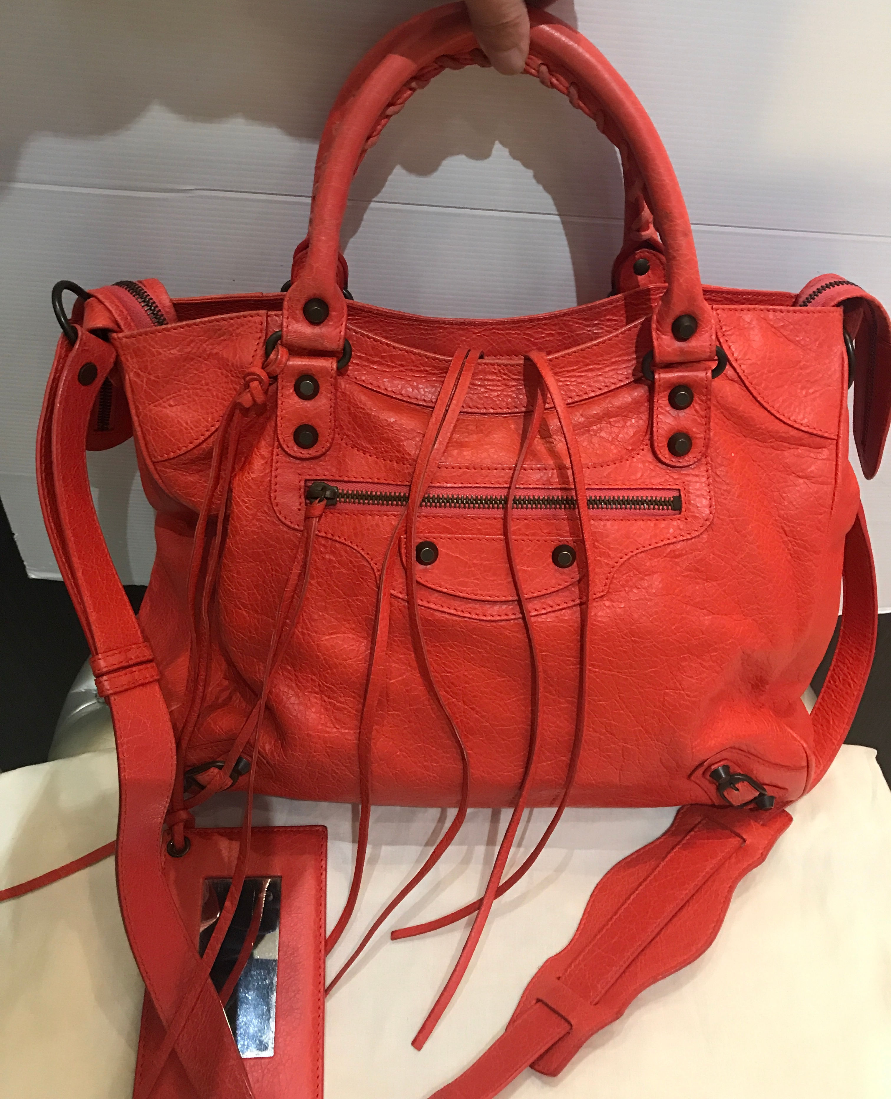 BALENCIAGA   CLASSIC VERO     2WAY BAG     ORANGE   LERTHER     235216  With Das