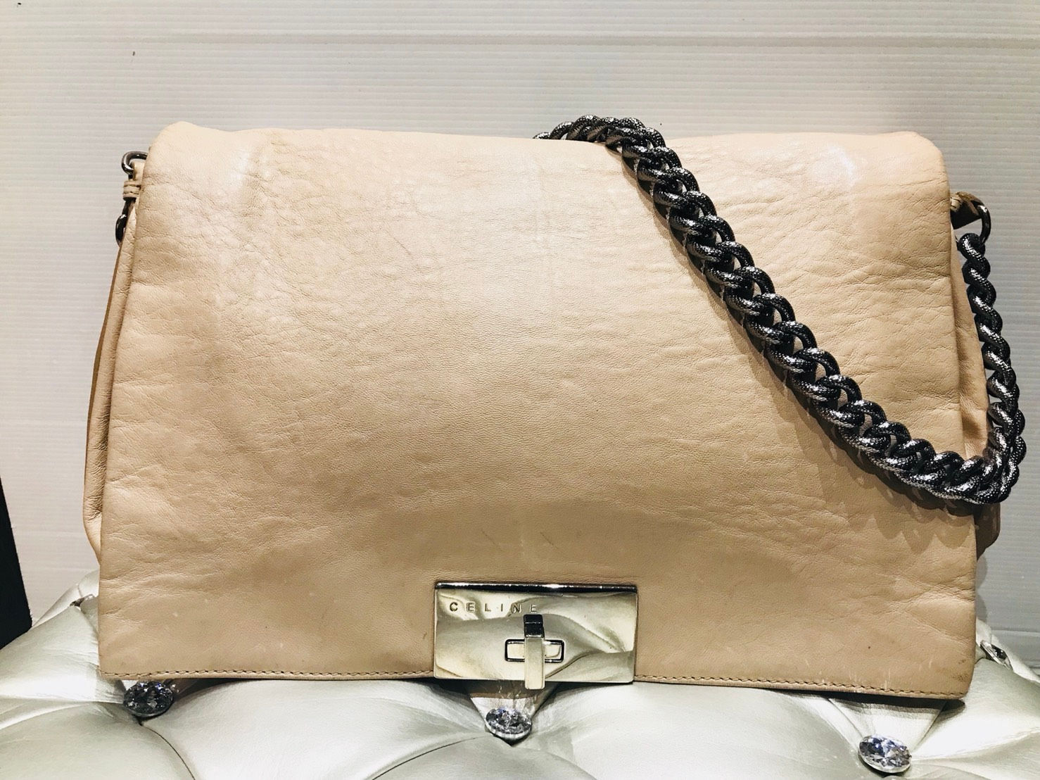 CELINE   CHAIN SHOLDER BAG     LERTHER   pink       WC-CE-0058        