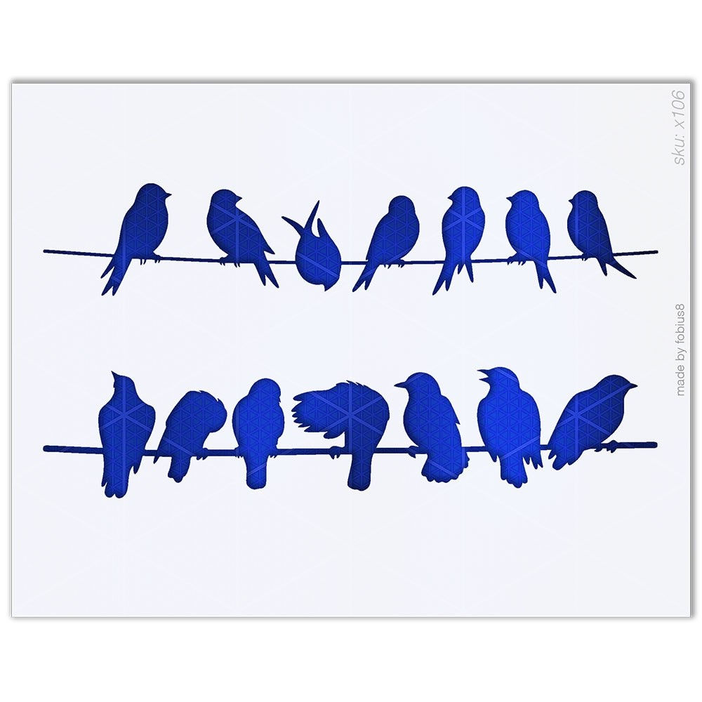 Birds On Wire Stencil - Bird Silhouette Flock Branch 10 Mil Mylar Template