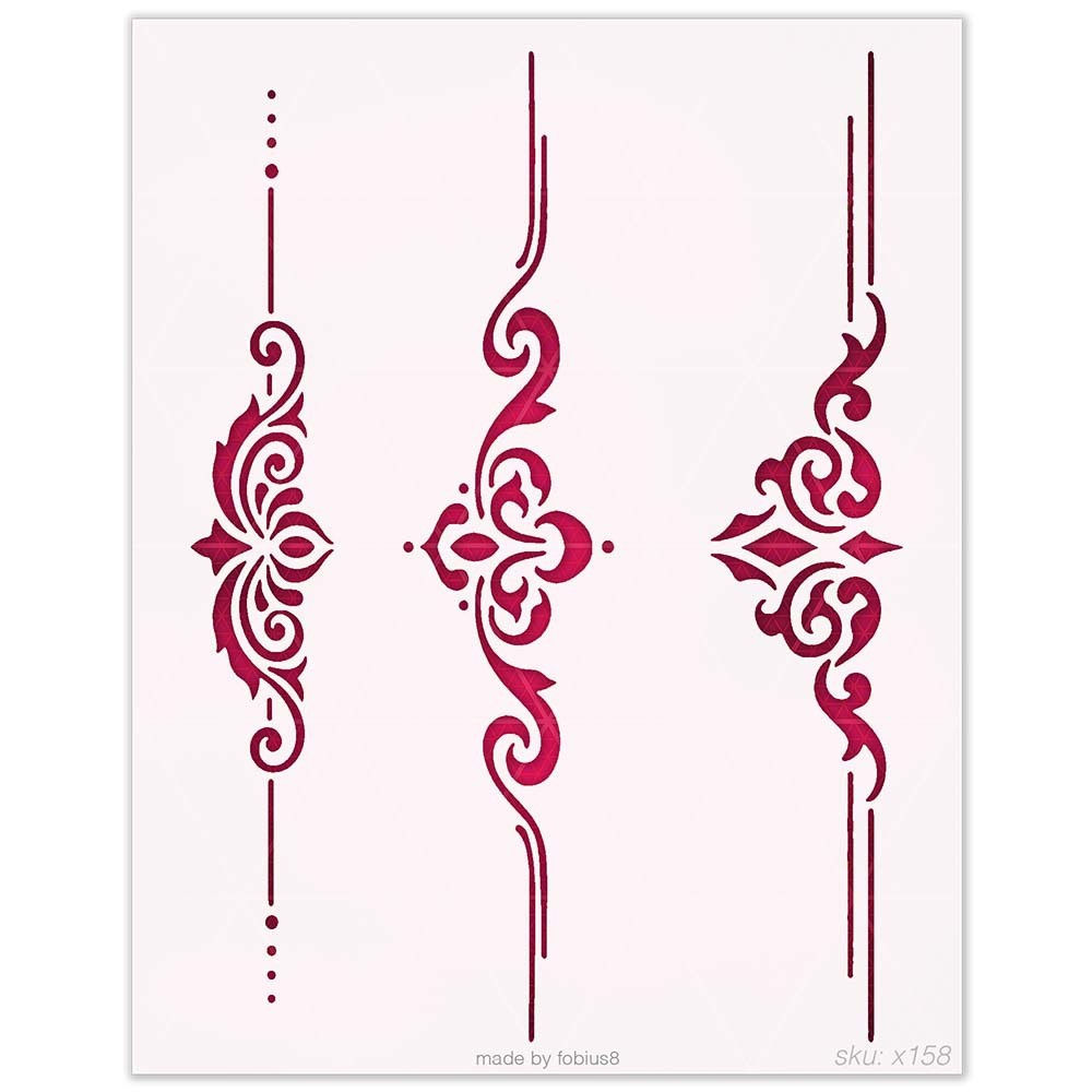 Ornamental Flourish Stencil - Scroll Border Wall Art 10 Mil Mylar Template