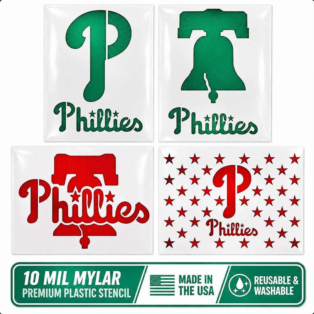 Philly Phillies Stencil - 10 Mil Mylar - Durable & Reusable