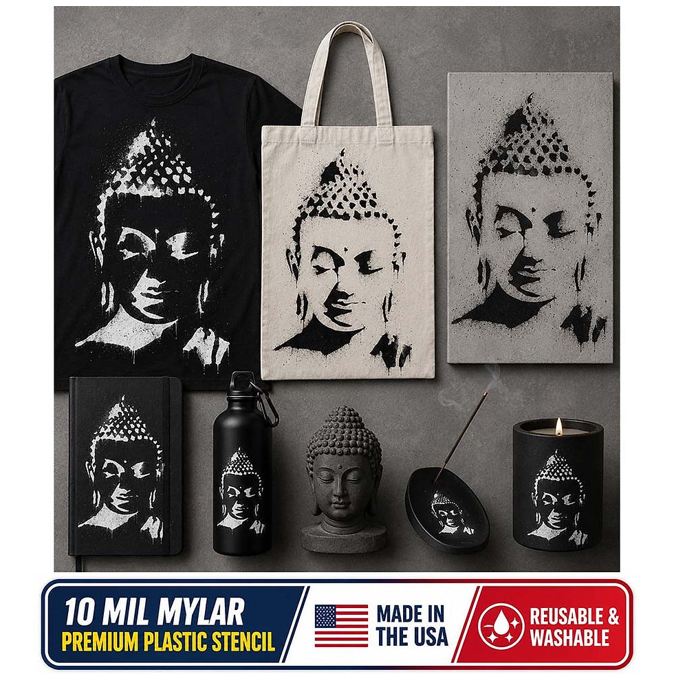 Thumbnail: Buddha Stencil – Reusable 10 Mil Mylar Zen Meditation Spiritual Decor Template