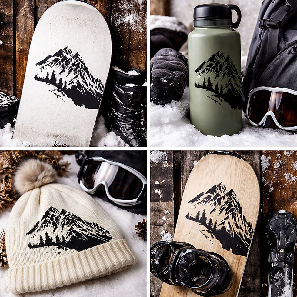 Thumbnail: Mountain Winter Stencil – Snowy Landscape Craft & Painting Template