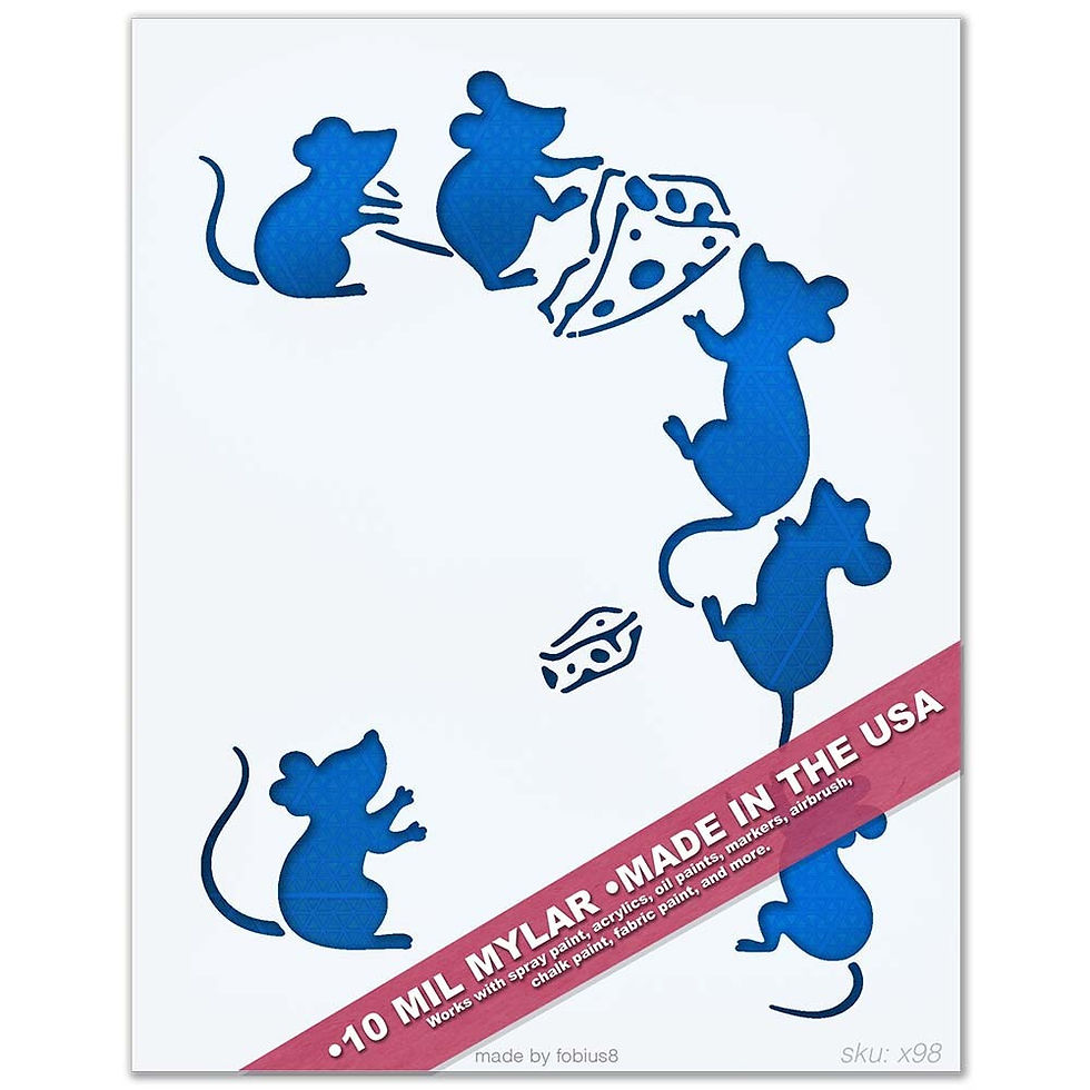 Mouse Cheese Stencil - Cute Cartoon Mice 10 Mil Mylar Template | Lazy ...