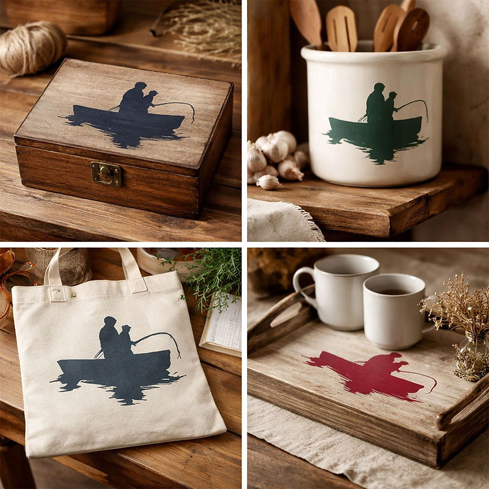 Thumbnail: Father & Son Fishing Stencil Reusable 10 Mil Mylar Wall Art Template Lake Decors