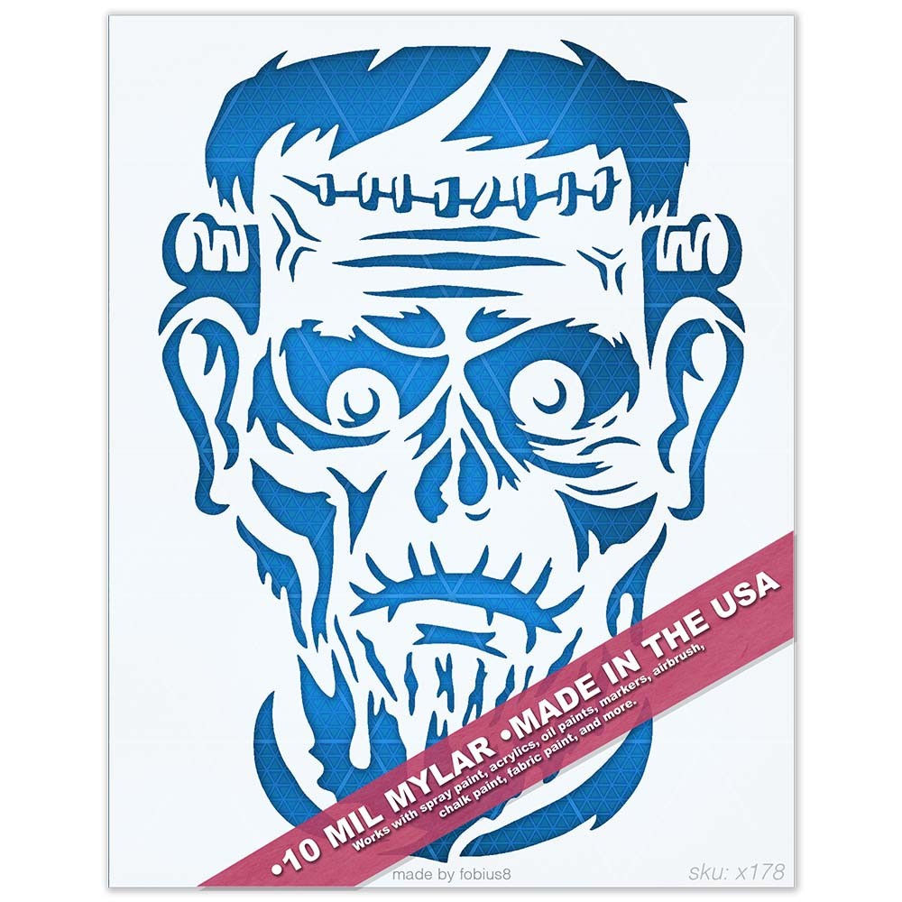 Frankenstein Stencil - Horror Monster Face Halloween 10 Mil Mylar Template