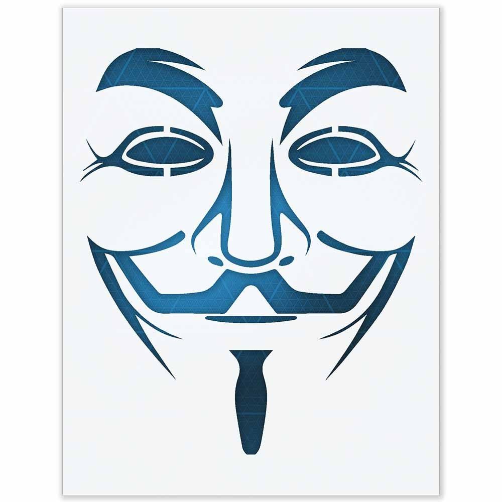 Anonymous Mask Stencil - Reusable Mylar Template for Wall Wood Canvas