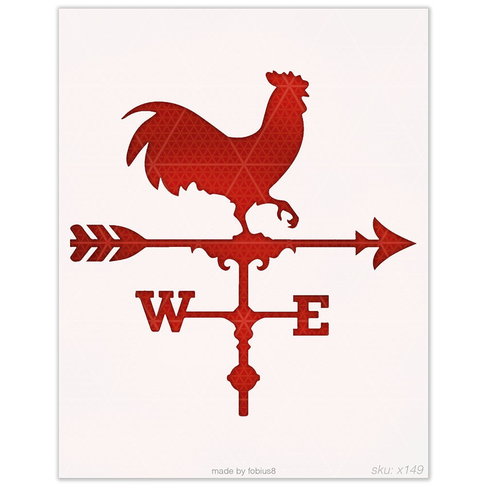 Rooster Weathervane Stencil - Farmhouse Chicken Weather Vane 10 Mil Mylar Templa
