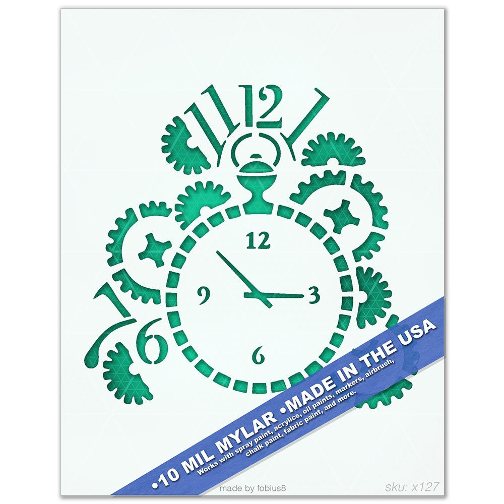 Clock Gear Stencil - Steampunk Time Cogs 10 Mil Mylar Template