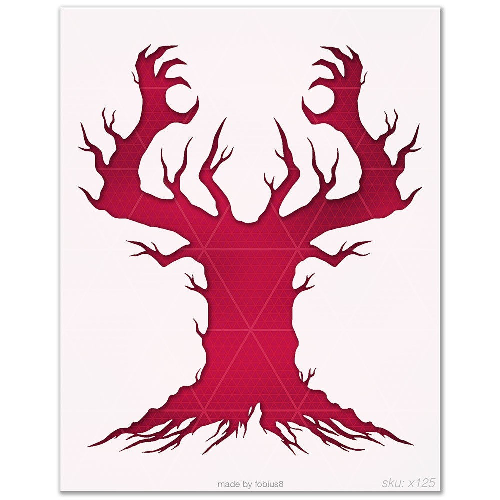 Halloween Tree Stencil - Spooky Dead Tree Moon 10 Mil Mylar Template