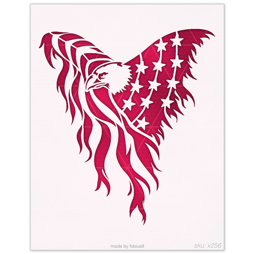 American Eagle Stencil - Patriotic USA Flag Bird 10 Mil Mylar Template