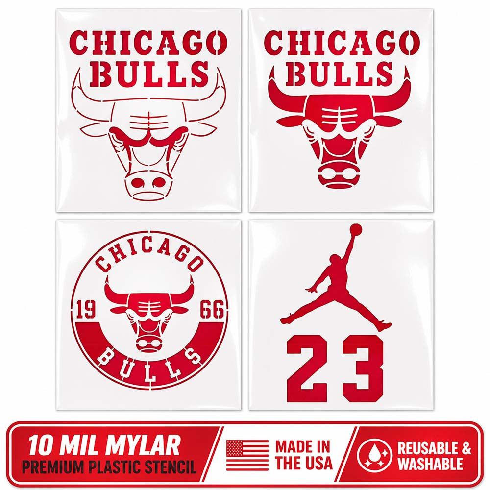 Chicago Bulls Stencil - 10 Mil Mylar - Durable & Reusable