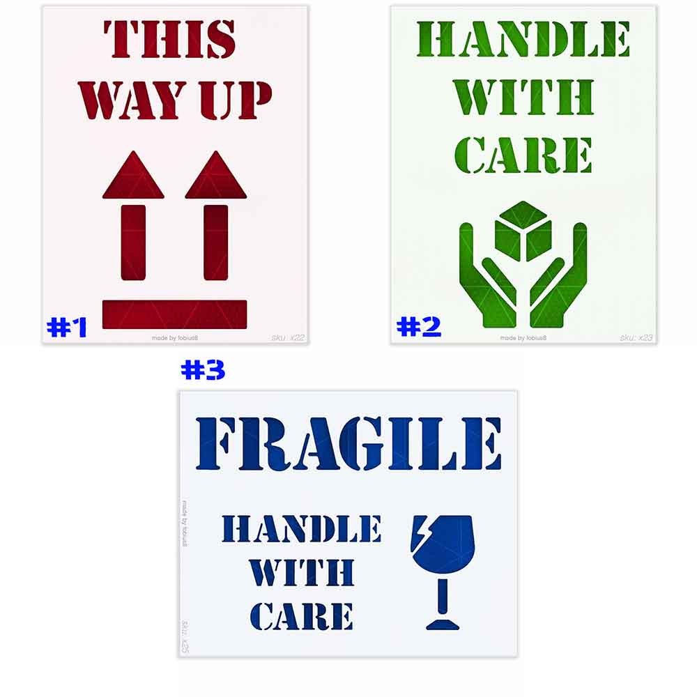 Fragile Stencil - Handle With Care This Way Up Shipping 10 Mil Mylar Template