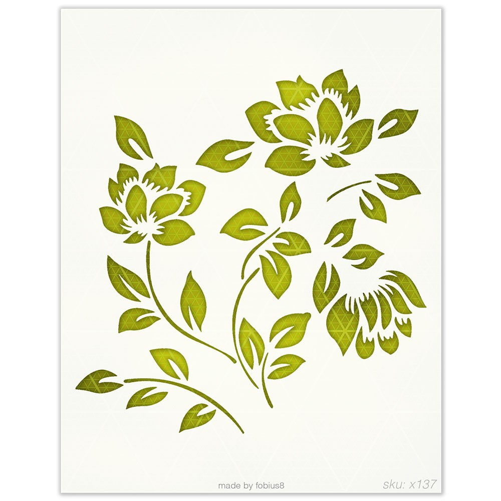 Wildflower Stencil - Floral Branch Leaves 10 Mil Mylar Template
