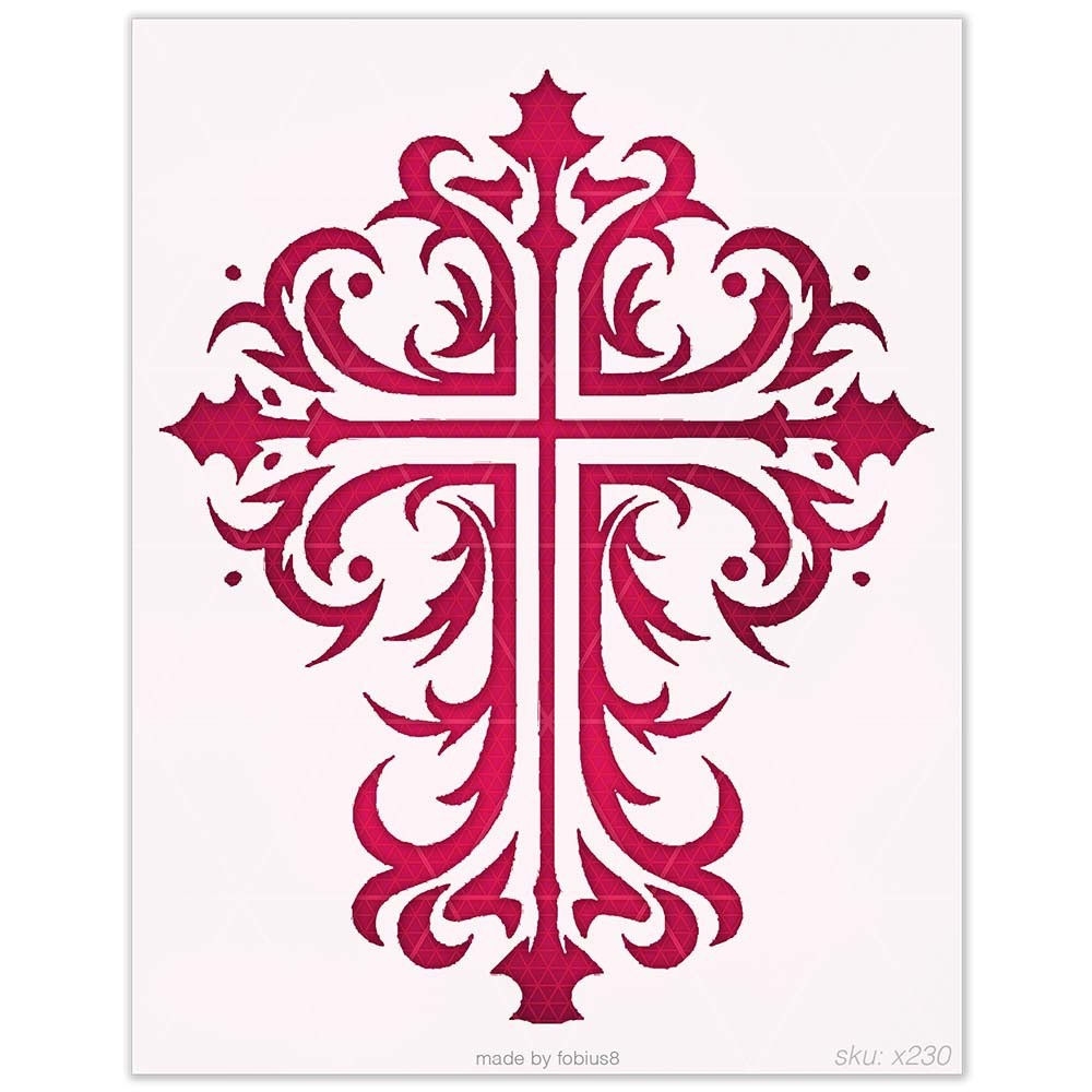 Gothic Cross Stencil - Ornate Christian Religious Church 10 Mil Mylar Template