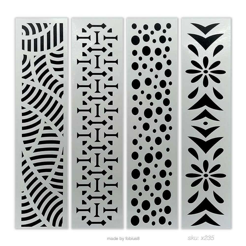 Border Stencil Set - Geometric Dot Flower Pattern 10 Mil Mylar DIY Template