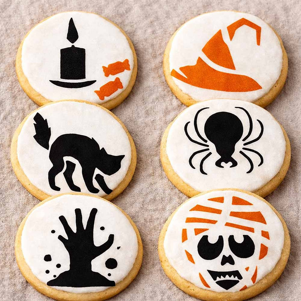 Thumbnail: Halloween Icons Stencil - Witch Cat Skull Zombie Spider 10 Mil Mylar Template