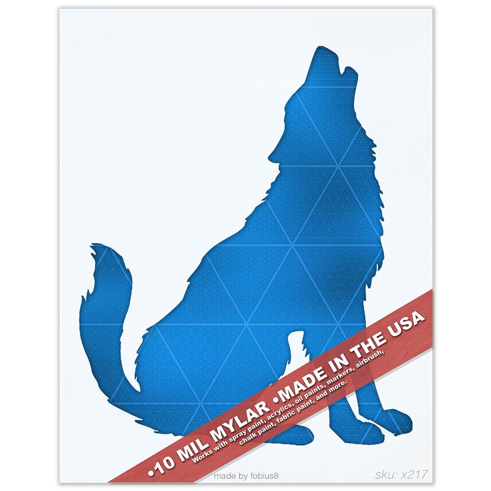 Howling Wolf Stencil - Wild Animal Silhouette 10 Mil Mylar Template