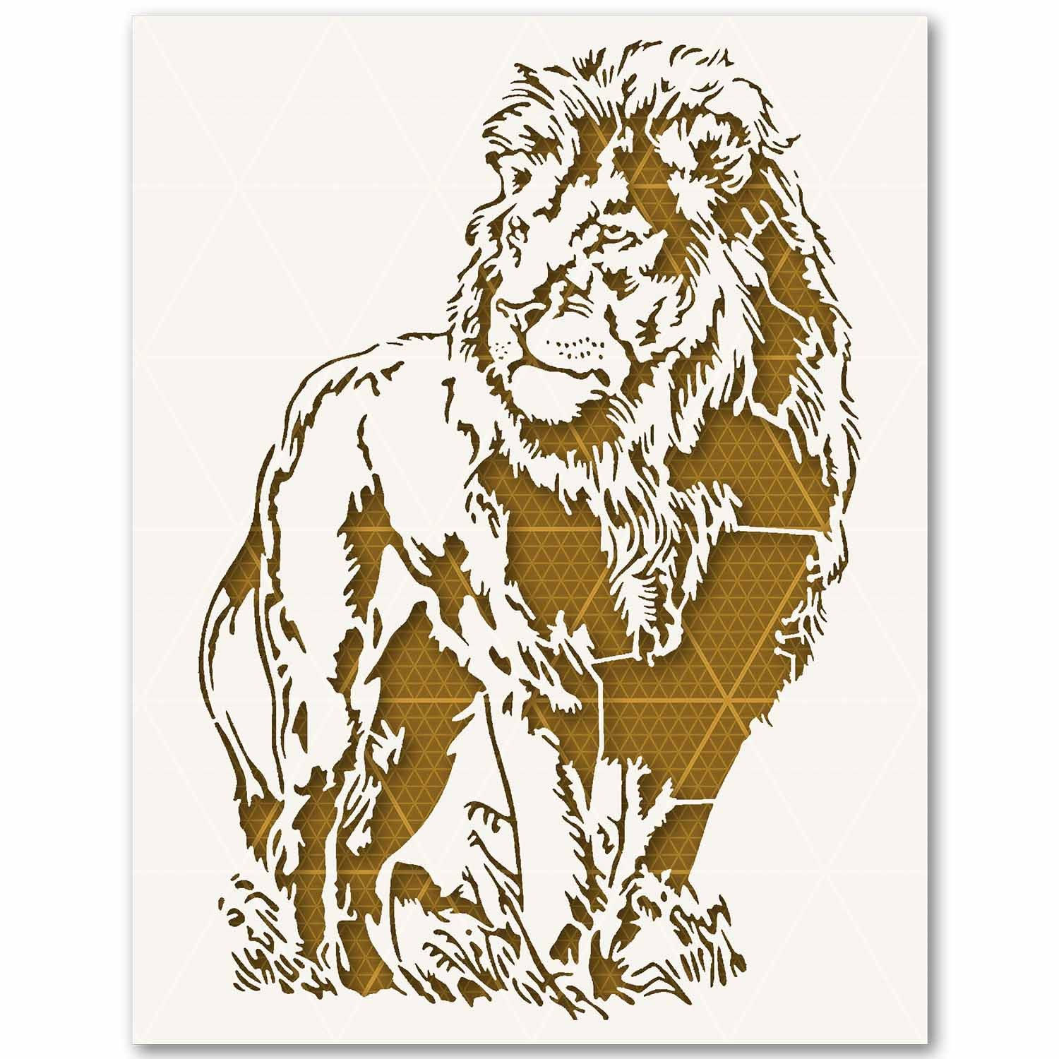 Lion Standing Stencil - Safari Wildlife 10 Mil Mylar Reusable Template Hunt