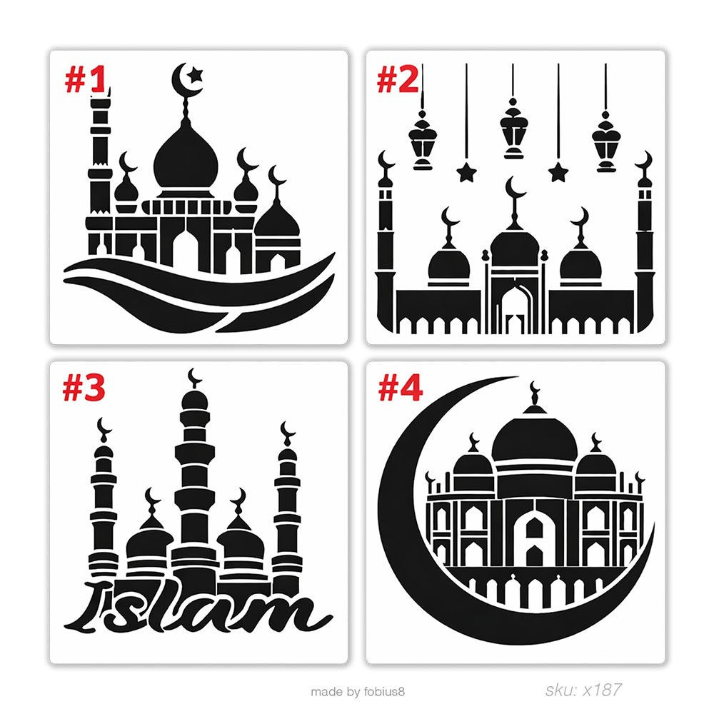 Islamic Mosque Stencil Pack - Islam Ramadan Eid DIY 10 Mil Mylar Template