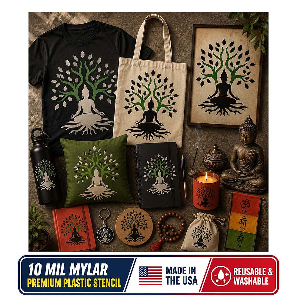Thumbnail: Buddha Stencil – Reusable 10 Mil Mylar Zen Meditation Spiritual Decor Template