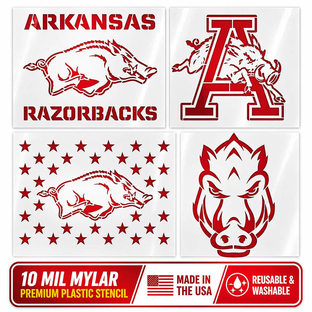 Arkansas Razorbacks Stencil - 10 Mil Mylar - Reusable & Durable