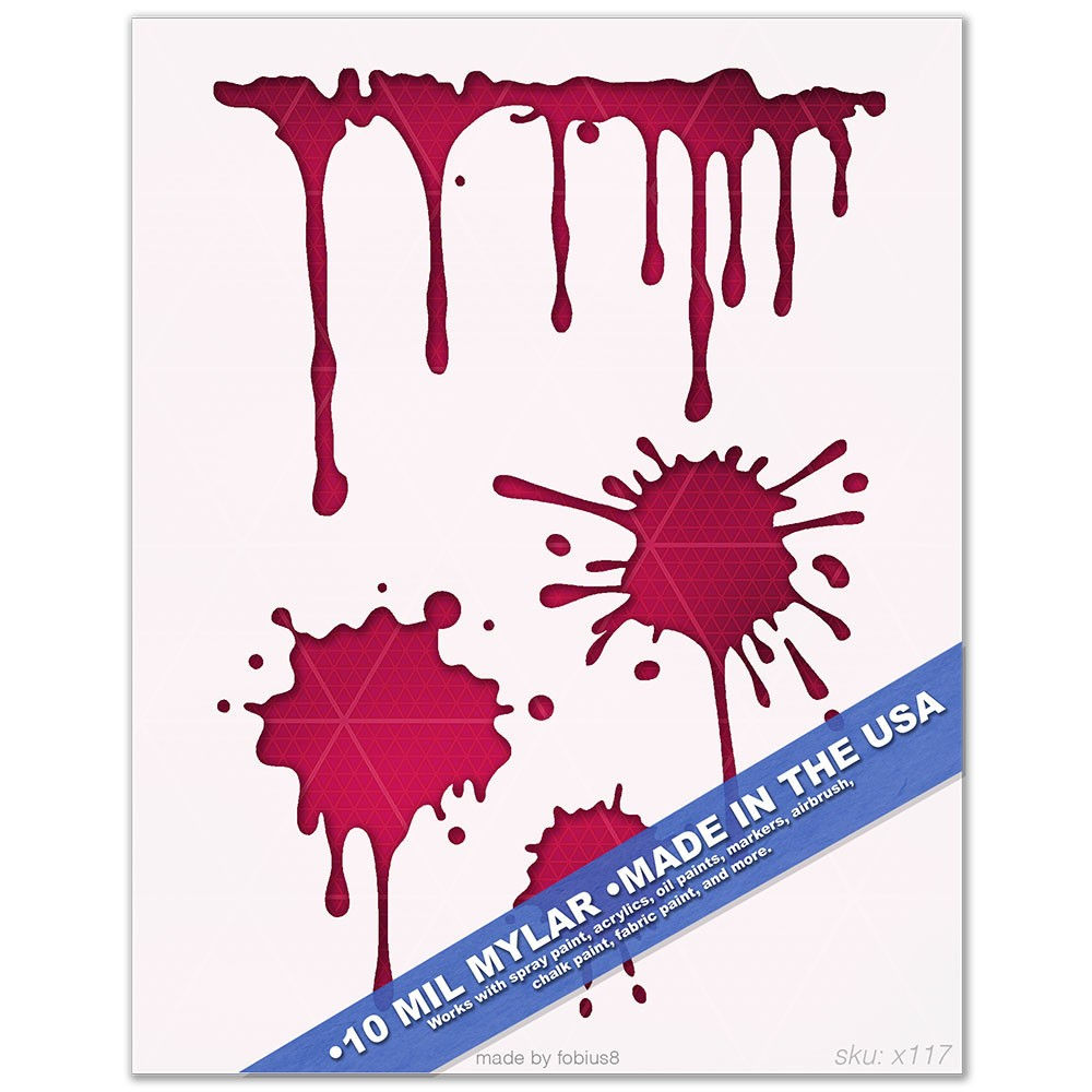 Paint Drip Splash Stencil - Grunge Splatter 10 Mil Mylar Template