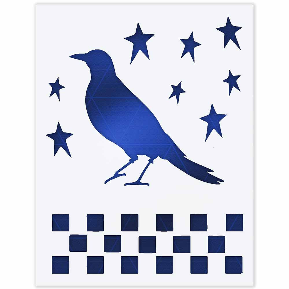 Crow and Checkers Stencil - Reusable Mylar Template for Wall Wood Canvas