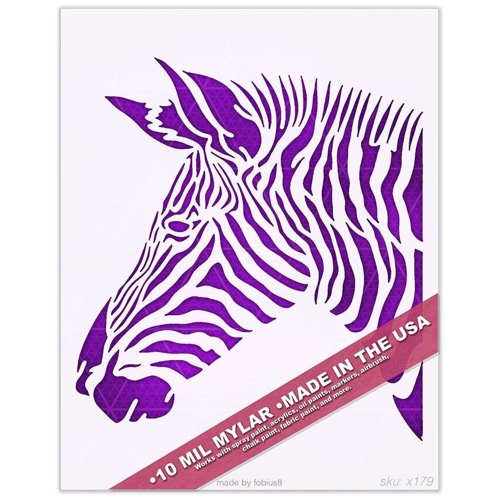 Zebra Head Stencil - Safari Animal Wildlife Stripe 10 Mil Mylar Template