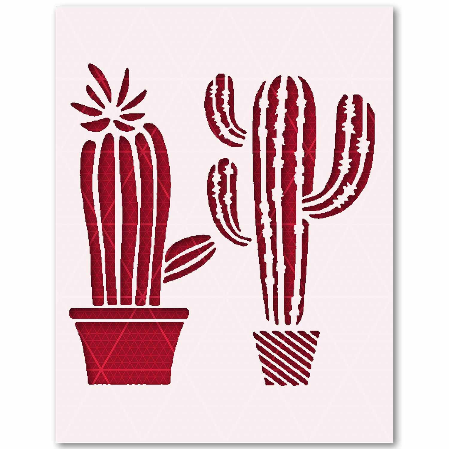 Cactus Plant Stencil - Succulent Pot Decor 10 Mil Mylar Template