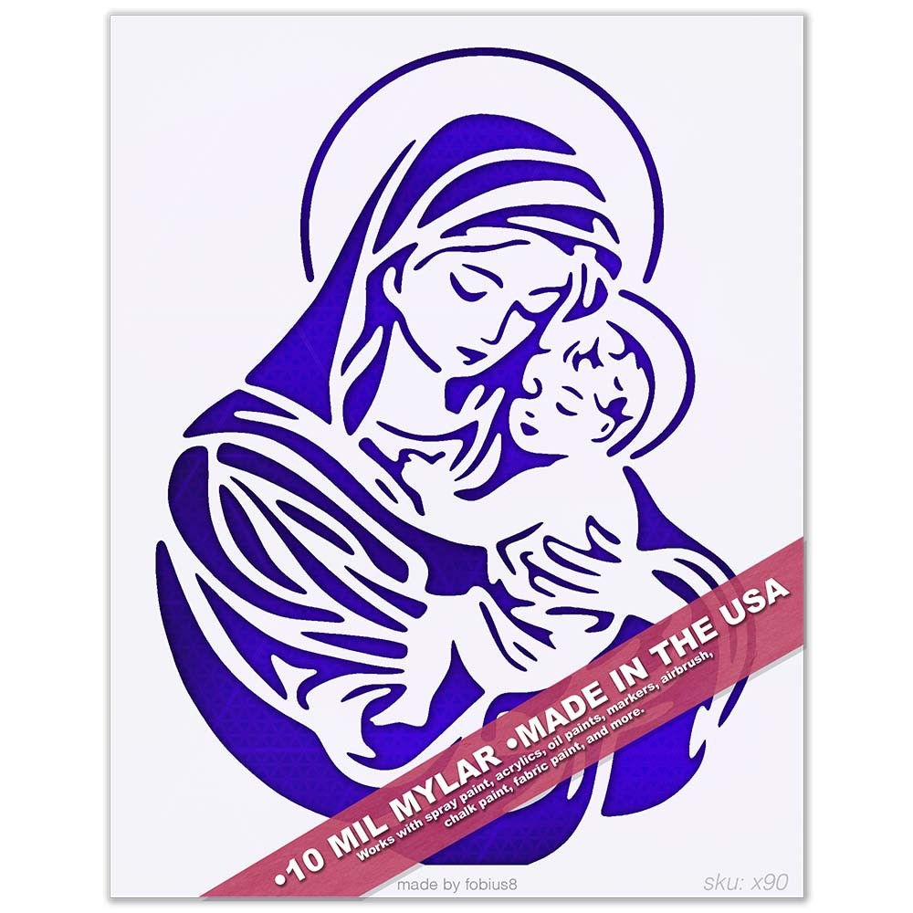 Virgin Mary Jesus Stencil - Madonna Child Christian Religious 10 Mil Mylar